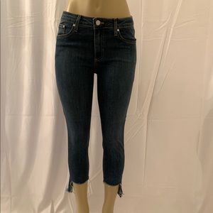 Distressed Hem Denim Capri